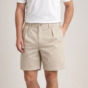 Polo Ralph Lauren Natural Beige Pleated Casual Khaki Classic Fit Shorts Size 42